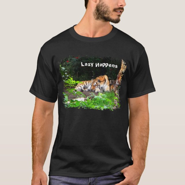 Lazy Happens Siberian Tiger T-Shirt (Vorderseite)