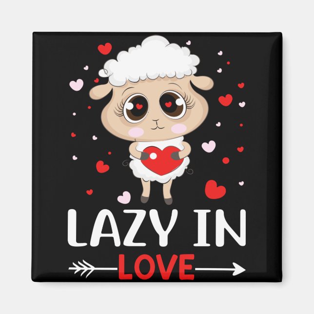 Lazy in Liebe Sheep für Valentinstag Singles Magnet (Vorne)