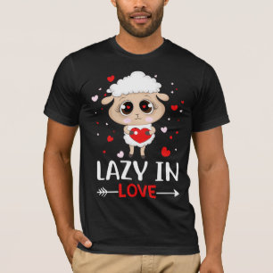 Lazy in Liebe Sheep für Valentinstag Singles T-Shirt