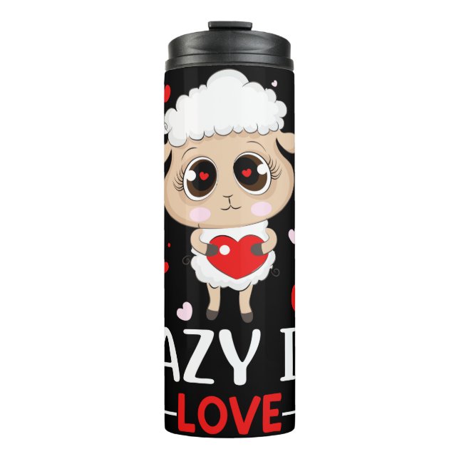 Lazy in Liebe Sheep für Valentinstag Singles Thermosbecher (Vorderseite)