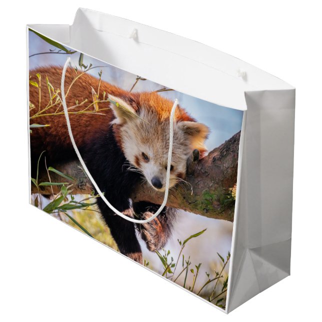 Lazy kleine rote Panda Große Geschenktüte (Rückseite Schrägansicht)