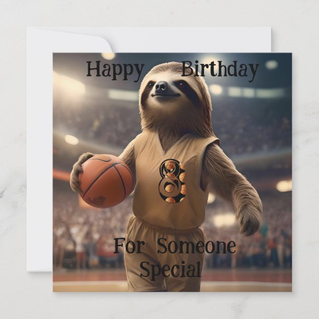 "Lazy Layups: Ein Sloths Game" Flat Birthday Card Karte (Vorderseite)
