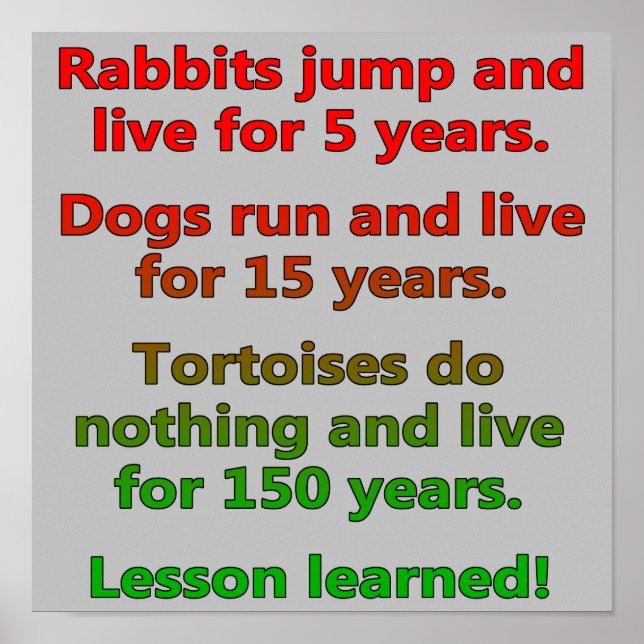 Lazy Lesson Gelernt Funny Poster Sign (Vorne)
