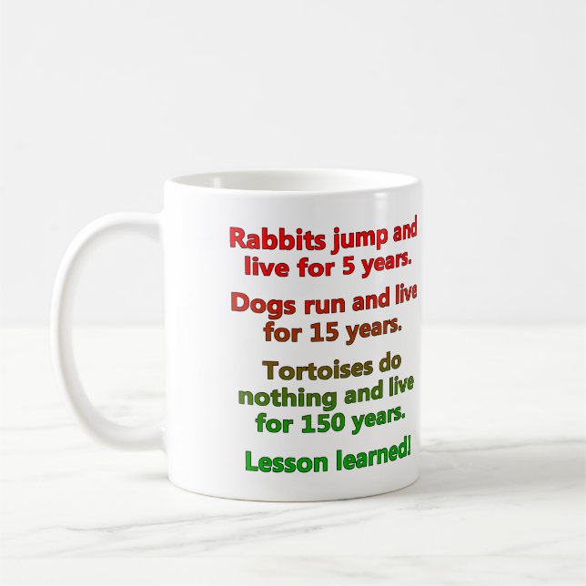 Lazy Lessy gelernt Funny Mug oder Travel Mug Tasse (Links)