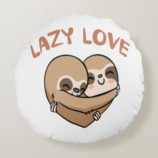 Lazy Liebe Rundes Kissen (Vorderseite)