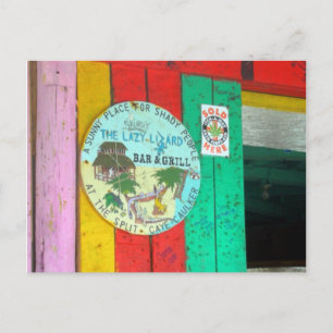 Lazy Lizard Sign auf Caye Caukler Belize Postcard Postkarte
