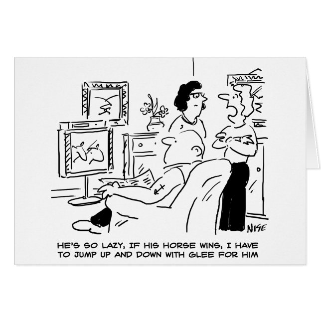 Lazy Man beobachtet Pferderennen im Fernsehen (Vorderseite (Horizontal))