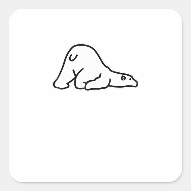 Lazy Niedlich Polar Bear Animal Lover Quadratischer Aufkleber (Vorderseite)
