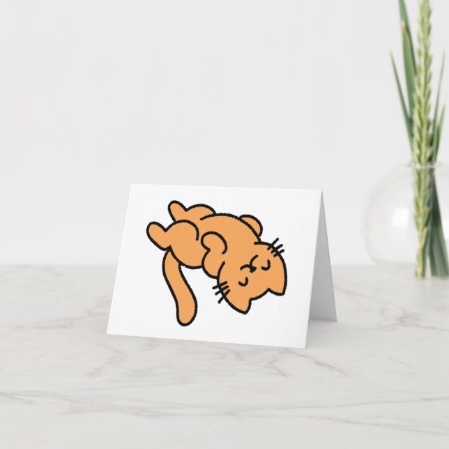 Lazy Orange Cat BLANK Karte (Vorderseite)
