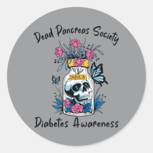 Lazy Pancreas Club Diabetes-Aufklärungstag Typ 1 Runder Aufkleber