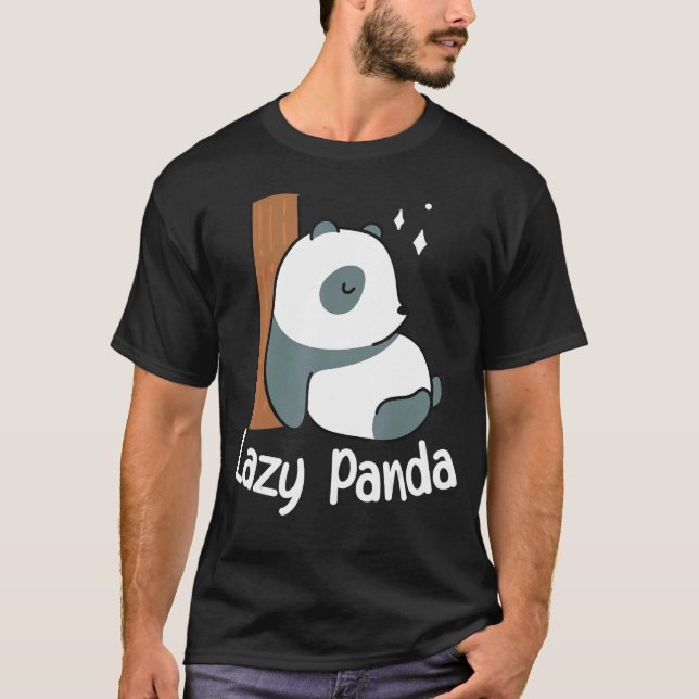 Lazy Panda Bamboo Niedlich Panda bear Animal T-Shirt (Vorderseite)