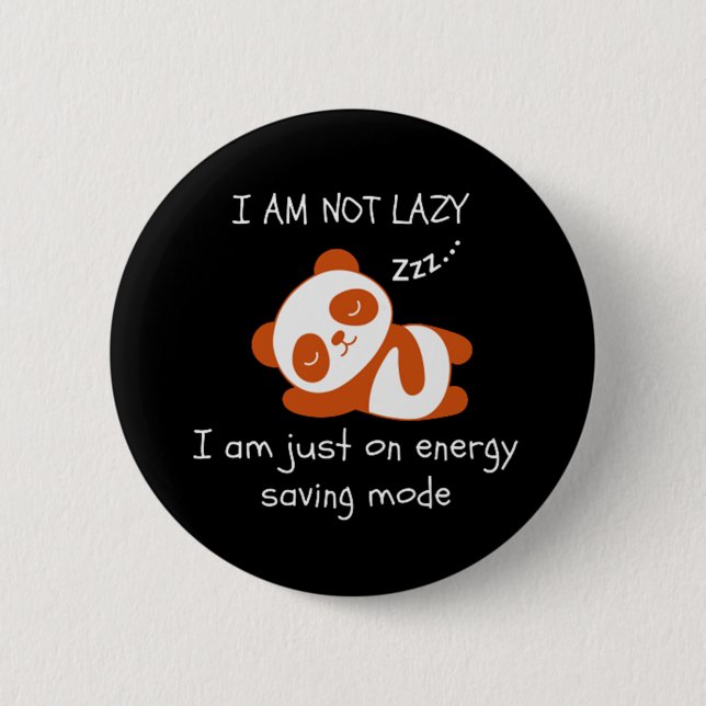 Lazy Panda Funny Button (Vorderseite)