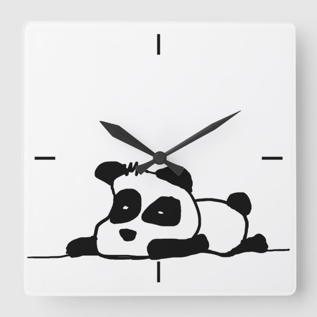 Lazy-panda-Uhr Quadratische Wanduhr (Vorderseite)