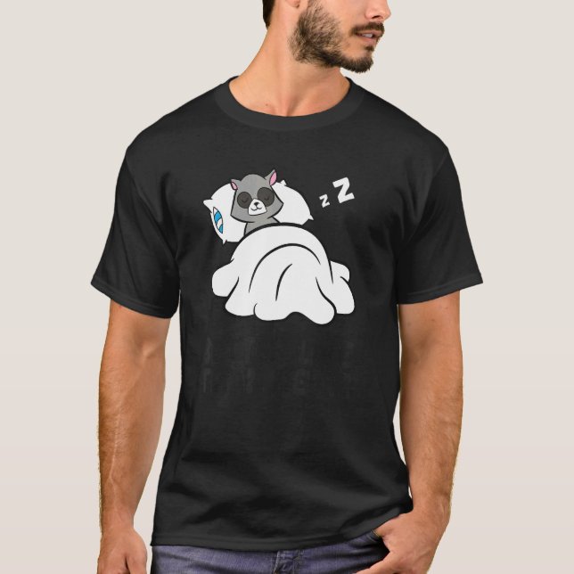 Lazy Raccoon Tardy besser spät als nie Raccoon T-Shirt (Vorderseite)