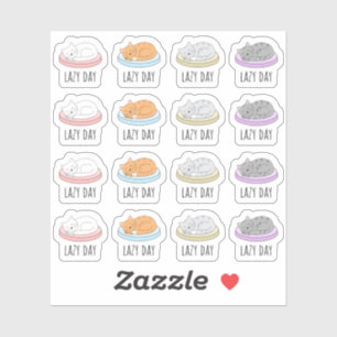 Lazy Relaxation Chillout Day Schlafende Katzen Gem Aufkleber