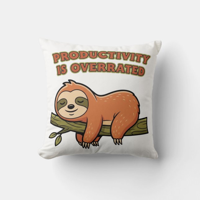 Lazy Retro Sloth Square Throw Pillow Kissen (Vorderseite)