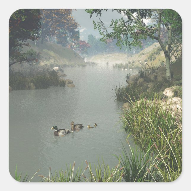 Lazy River Quadratischer Aufkleber (Vorderseite)