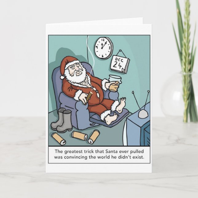 Lazy Santa Greeting Card Feiertagskarte (Vorderseite)