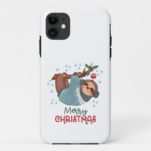 Lazy Sloth Christmas Case-Mate iPhone Hülle (Rückseite)