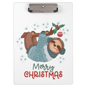 Lazy Sloth Christmas Klemmbrett