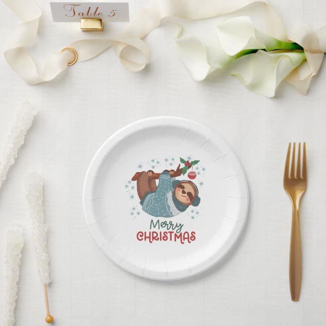Lazy Sloth Christmas Pappteller (Hochzeit)
