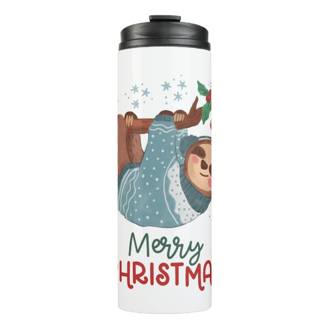 Lazy Sloth Christmas Thermosbecher (Vorderseite)