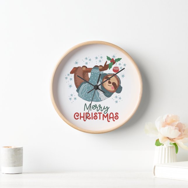 Lazy Sloth Christmas Uhr (Zuhause)