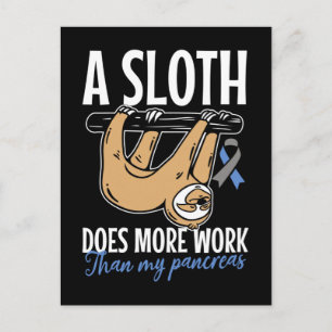 Lazy Sloth Funny Pankreas T1D Diabetes Postkarte