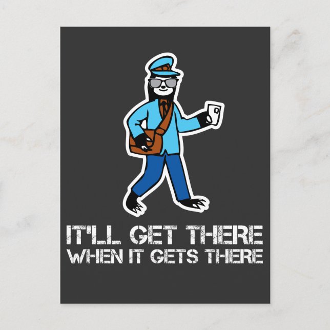 Lazy Sloth Funny Rural Mailman Mail Carrier Postkarte (Vorderseite)