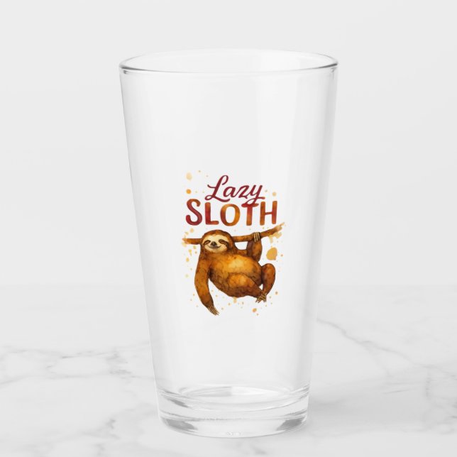 Lazy Sloth in Alcohol Ink Classic T - Shirt Glas (Vorderseite)