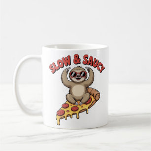 Lazy Sloth Pizza Yoga Funny Cartoon Kaffeetasse