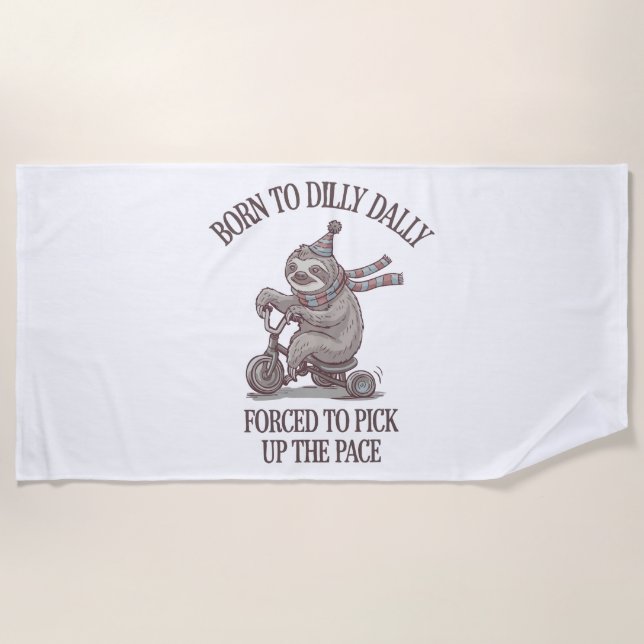 Lazy Sloth Retro Bike Cartoon Strandtuch (Vorderseite)