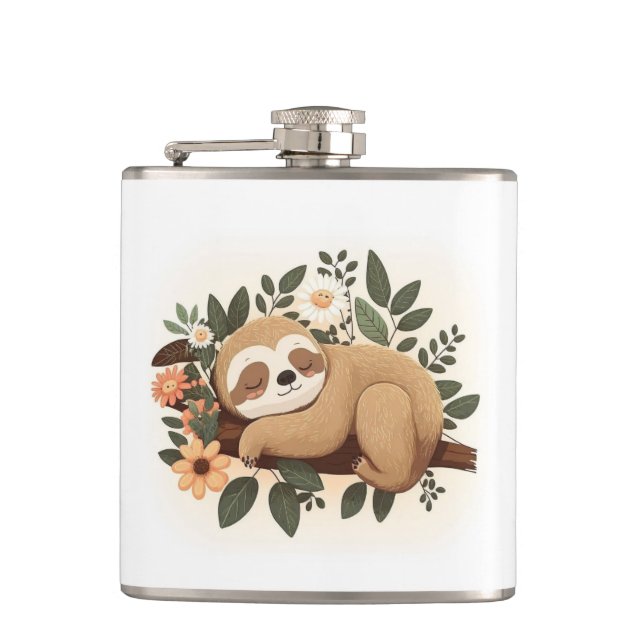 Lazy sloth sleeping on a branch cartoon            flachmann (Vorderseite)