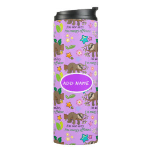 Lazy Sloth Violet Orchid Purple Flowers Herz Thermosbecher