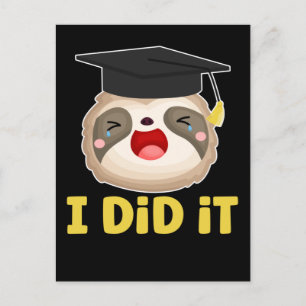 Lazy Student Graduate Sloth Abschluss Postkarte