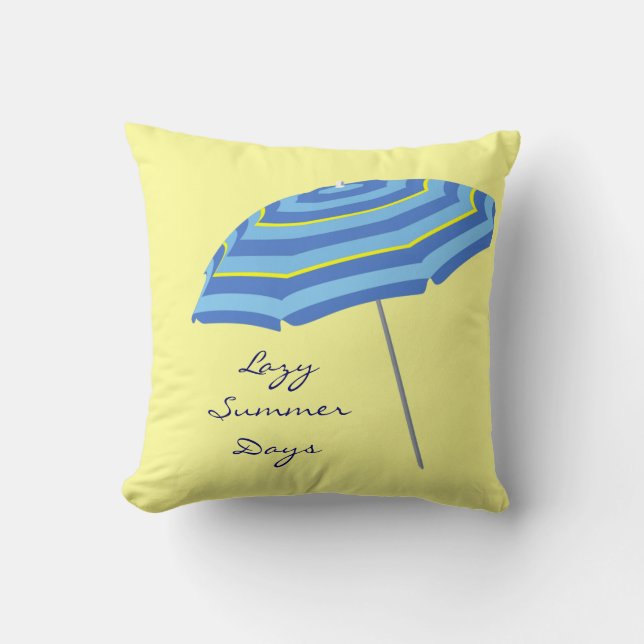 Lazy Summer Days Beach Pool Umbrella blau gelb Kissen (Vorderseite)
