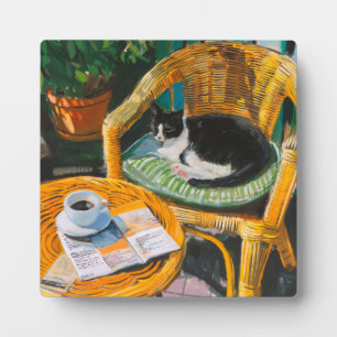 Lazy Sunday Morning Gemütliches Cat & Coffee-Gem Fotoplatte