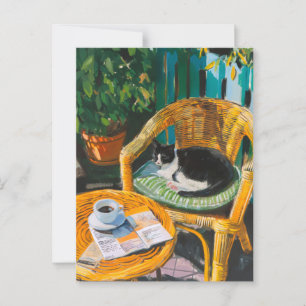 Lazy Sunday Morning Gemütliches Cat & Coffee-Gem Postkarte