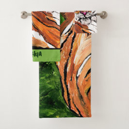 Lazy Tiger Personalisiert Badhandtuch Set