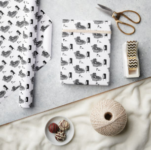 Lazy Vater Bear Cartoon mit "Fin", Noir Movie Joke Geschenkpapier