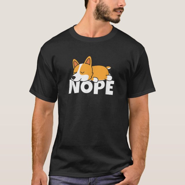 Lazy Welsh Corgi Dog T-Shirt Comic Geschenk Idee N (Vorderseite)