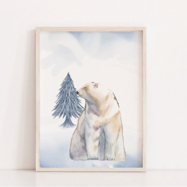 Lazy Winter Polar Bear Arctic Kinderzimmer Wanddek Poster (Lazy Winter Polar Bear Arctic Nursery Wall Decor)