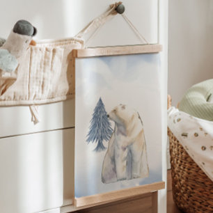 Lazy Winter Polar Bear Arctic Kinderzimmer Wanddek Wandteppich Mit Holzrahmen