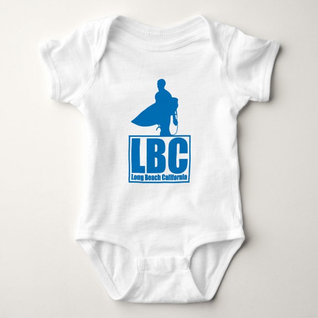 LBC - Long Beach Kalifornien - Brandung - Blau Baby Strampler (Vorderseite)