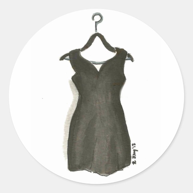LBD Little Black Dress Fashionista Mode Style Runder Aufkleber (Vorderseite)