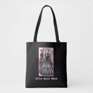 LBD Vintage-Goth-Kleines-Schwarzes-Druck-Tasche