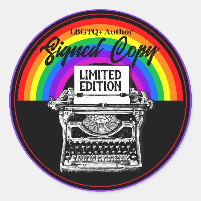 LBGTQ+ Autor signierte Schreibmaschine Runder Aufkleber (Vorderseite)