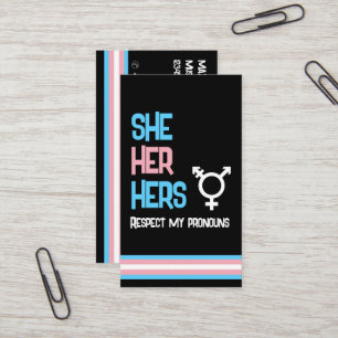 LBGTQ Pronoun Transgender She Her He Visitenkarte
