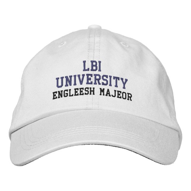 LBI UNIVERSITY (TM) ENGLEESH MAJEOR BESTICKTE BASEBALLKAPPE (Vorderseite)