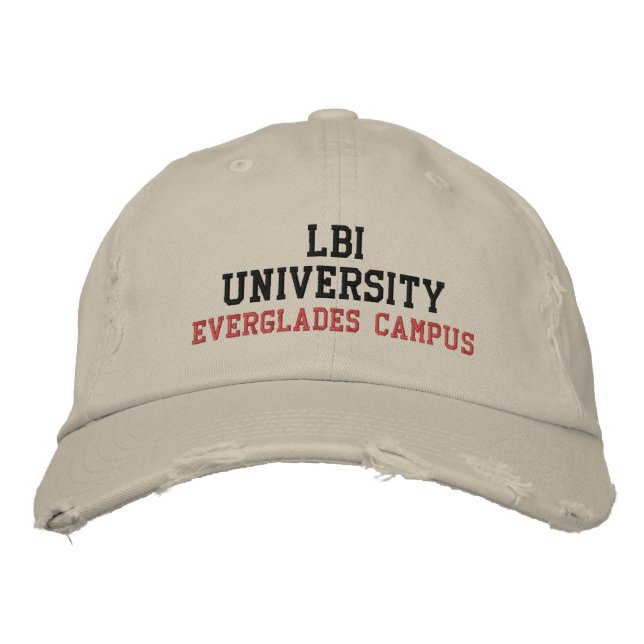 LBI UNIVERSITY (TM) EVERGLADES CAMPUS BESTICKTE BASEBALLKAPPE (Vorderseite)